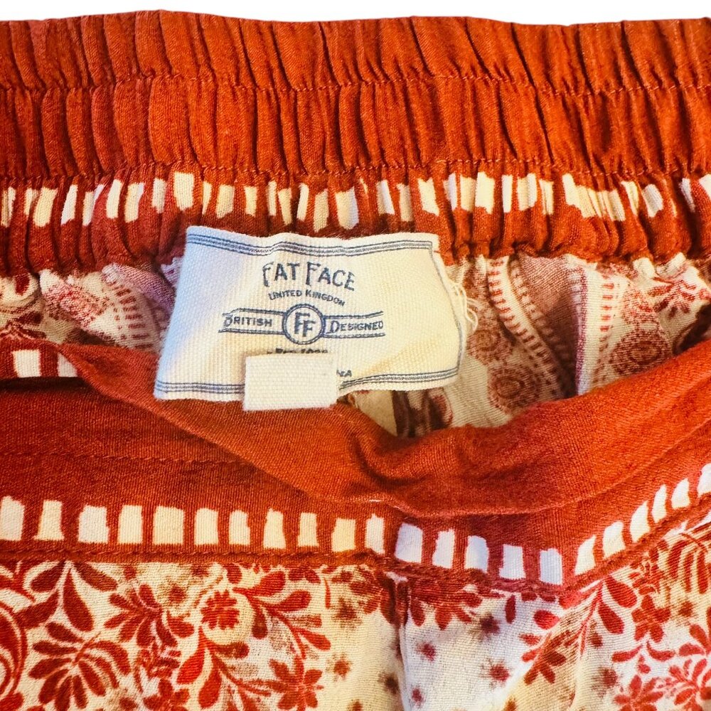 FatFace Red/orange  Floral Boho Print Pants- Size 14 Long - Picture 8 of 9
